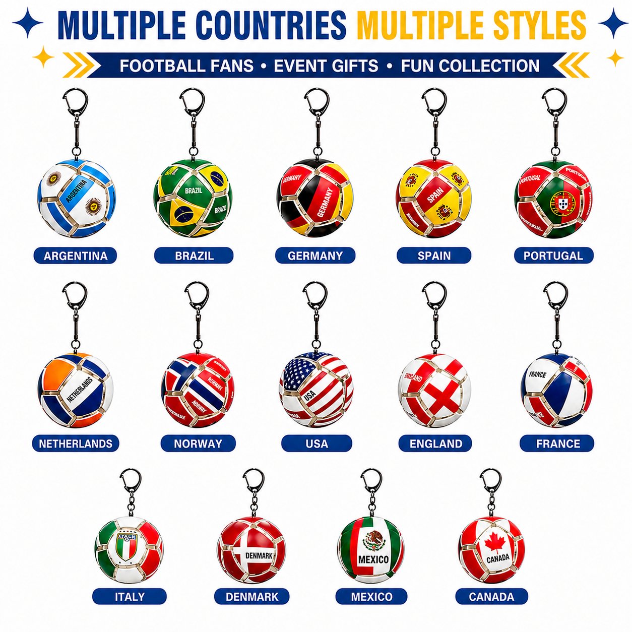 šā½ Officially Licensed World Flag Soccer Fidget Keychain | Pocket Stress Relief Toy