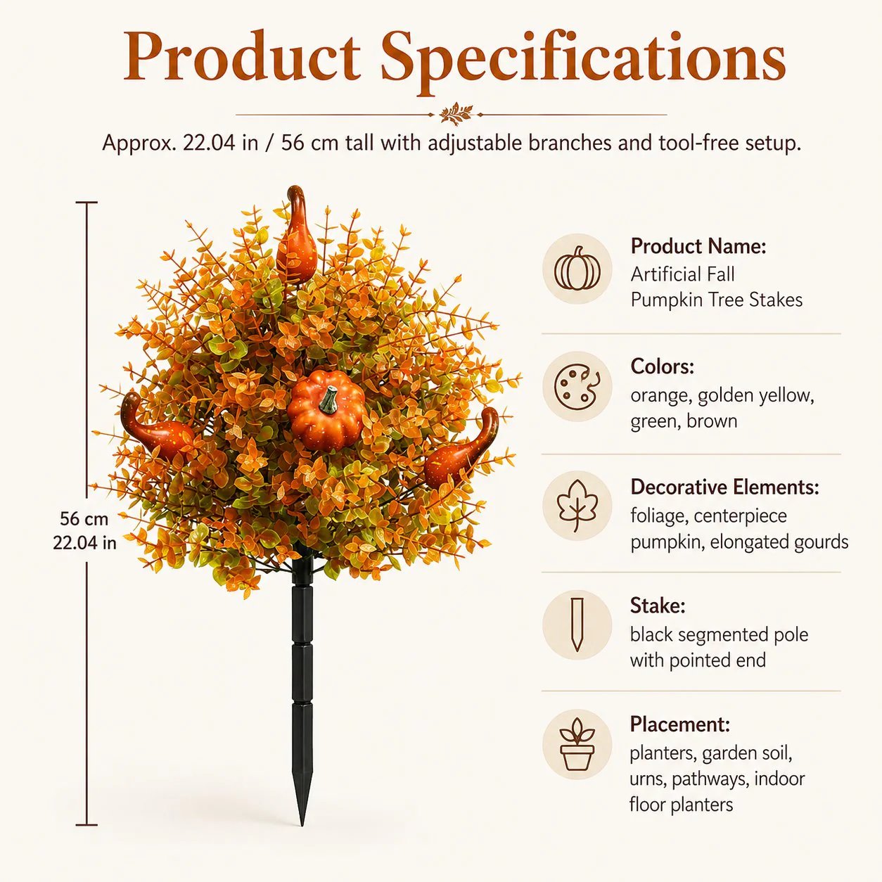 đĽ Last Day 49% OFF â Artificial Fall Pumpkin Tree Stakes