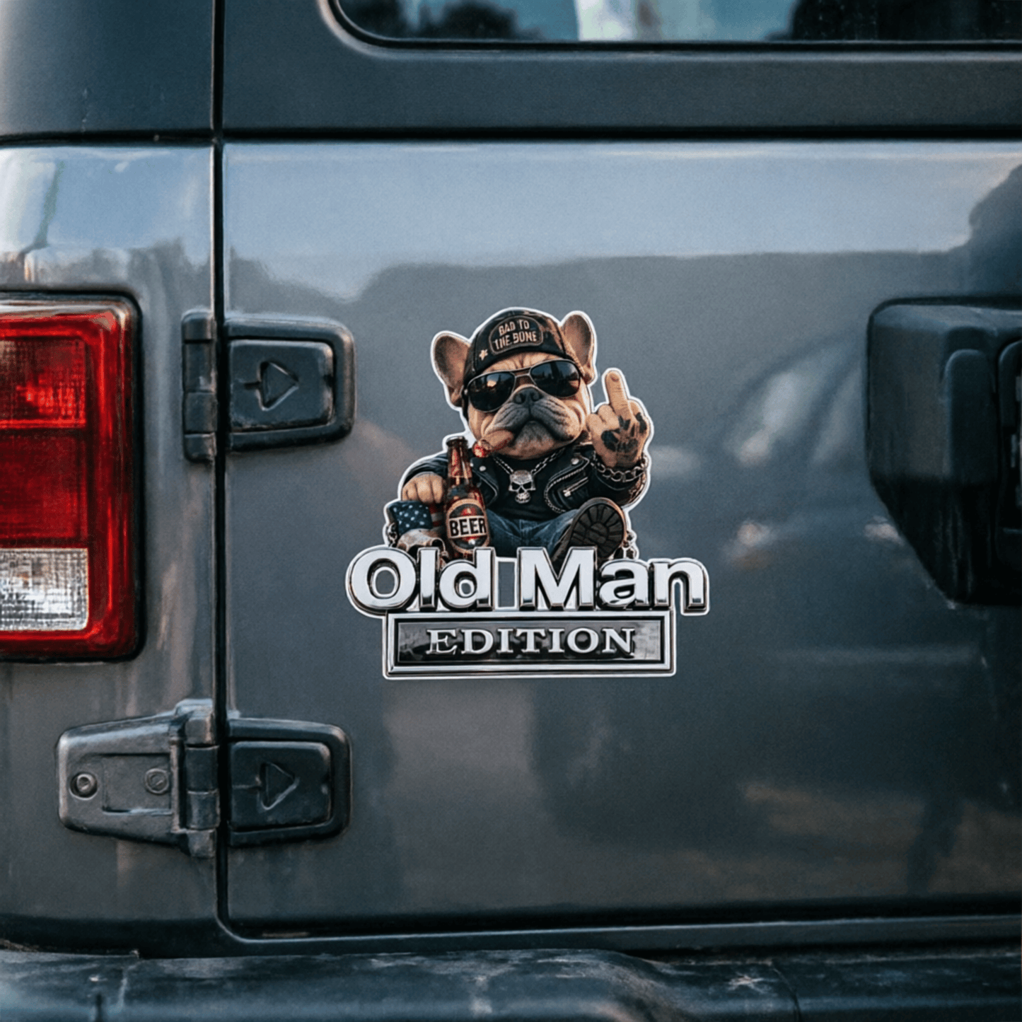🚗 Funny Old Man Edition Vehicle Badge — 3D Chrome Metal Emblem, Perfect Father's Day & Birthday Gift for Dad, Grandpa, Husband, Truck & SUV Owners