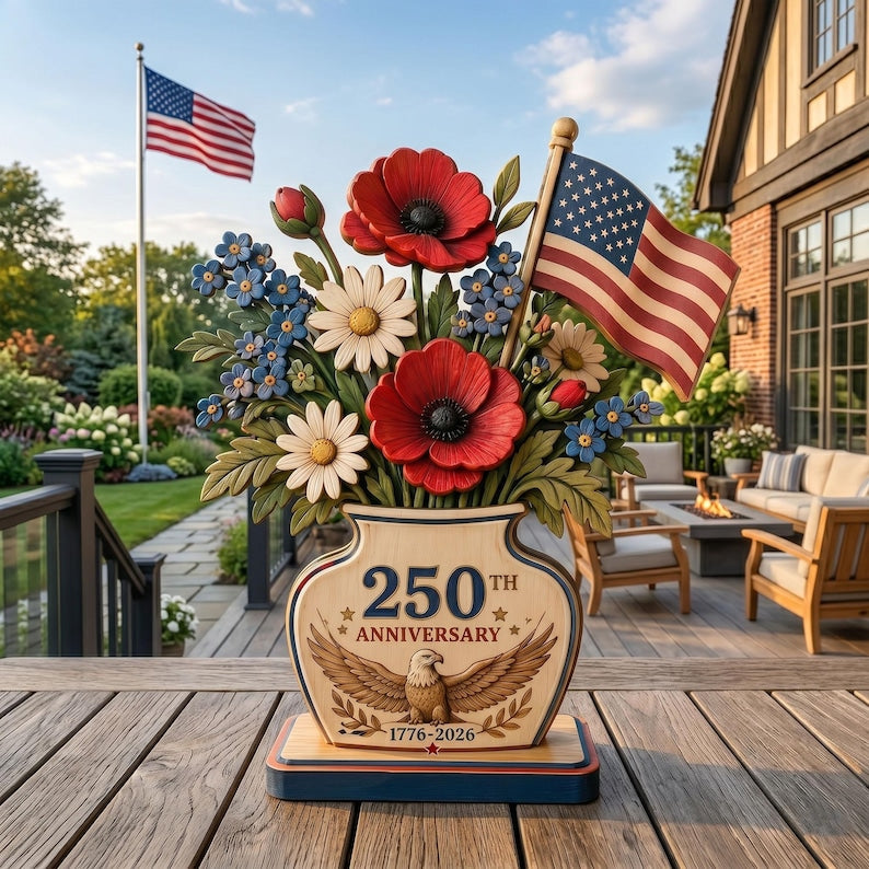 ๐ฅ50% OFF๐ฅ ๐บ๐ธ 250th Anniversary Patriotic Flower Wooden Block ๐ธโจ