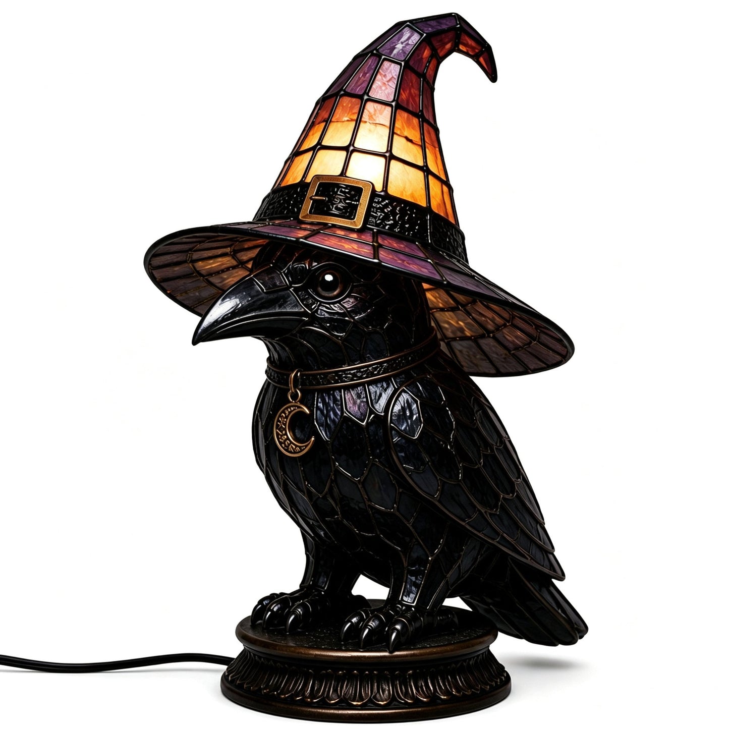 🔥Exclusive Limited Item 👍🔥50%OFF🐈 Gothic Stained Glass Witch Black Cat Table Lamp | Halloween Witch Hat Night Light Decor - BUY 2 FREE SHIPPING