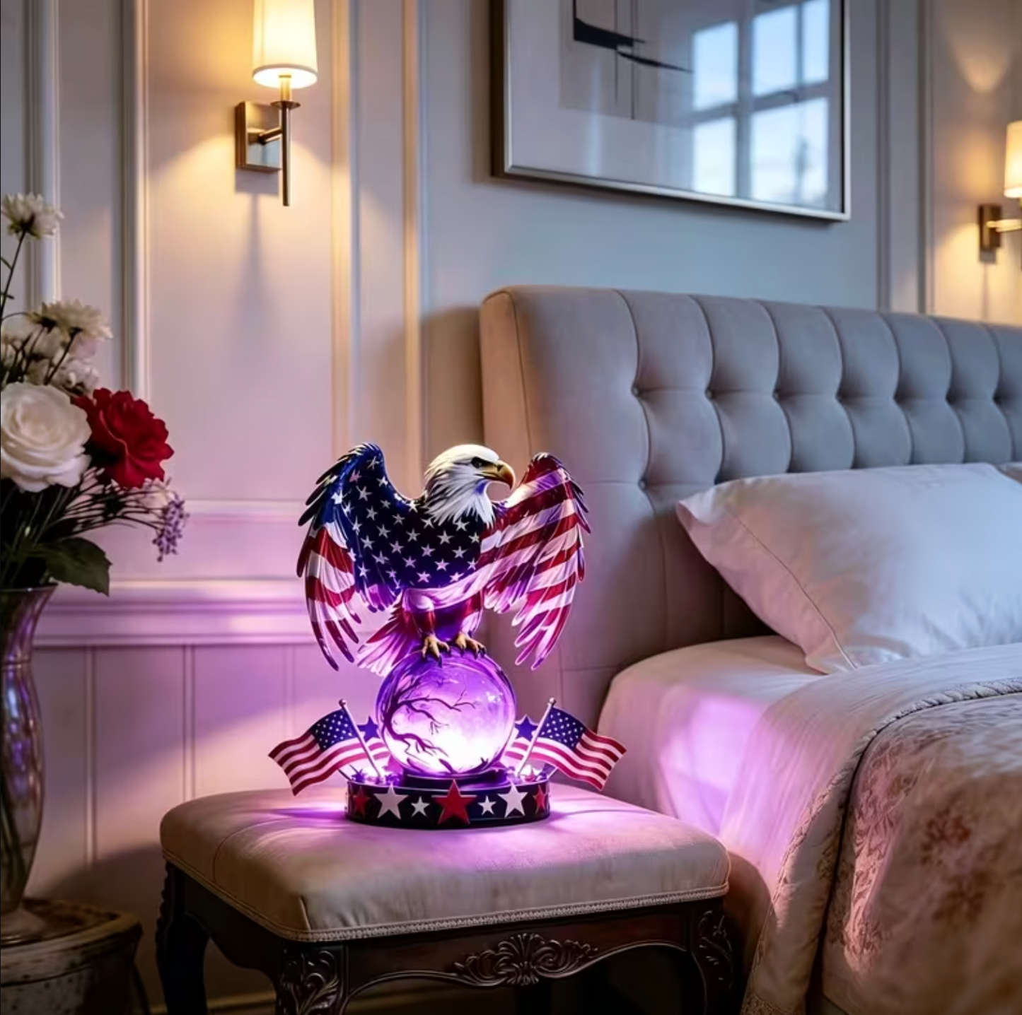 🦅🇺🇸 Freedom Eagle Patriotic LED Table Lamp – American Pride Decor✨