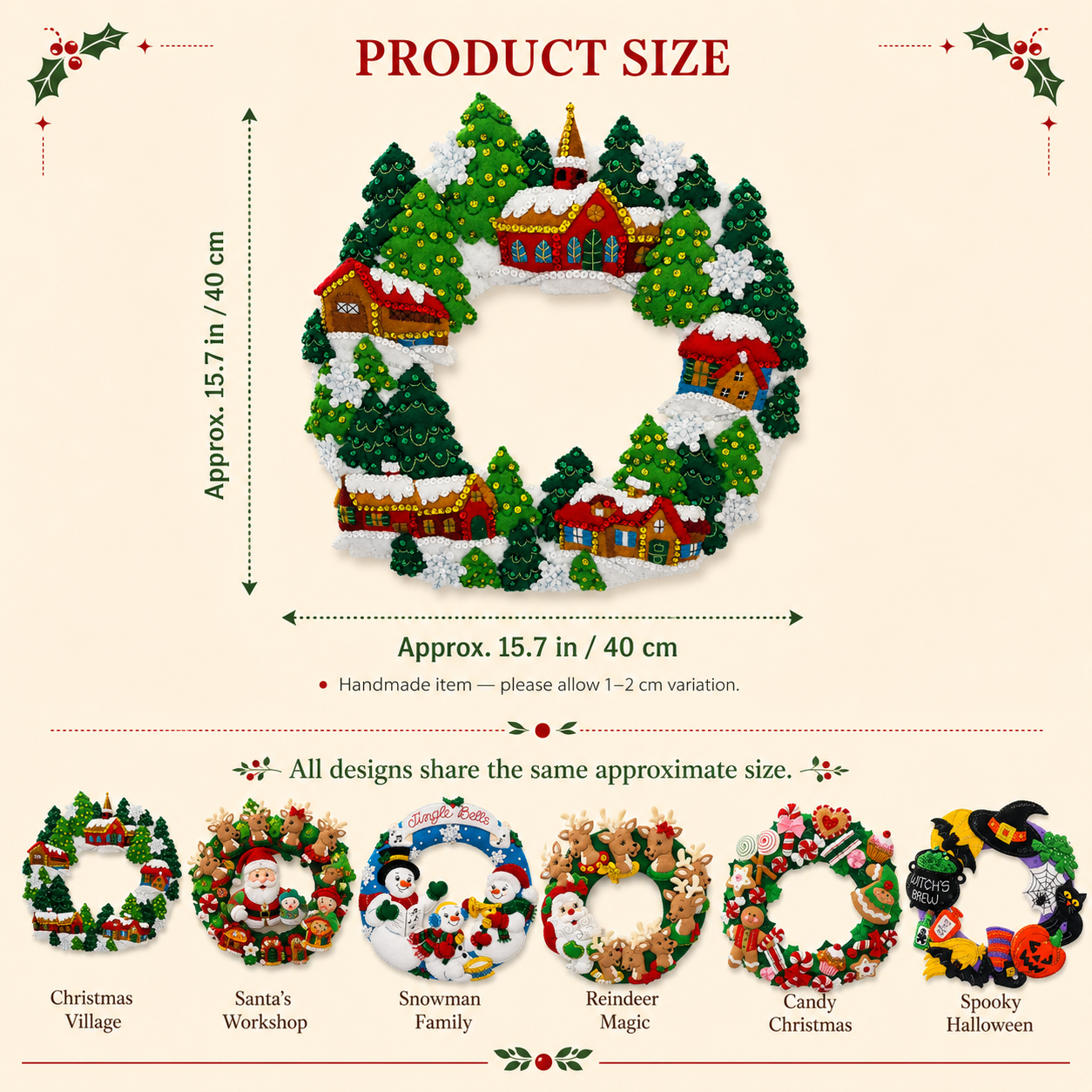 🥇 Limited Edition Handcrafted Felt Holiday Wreath™