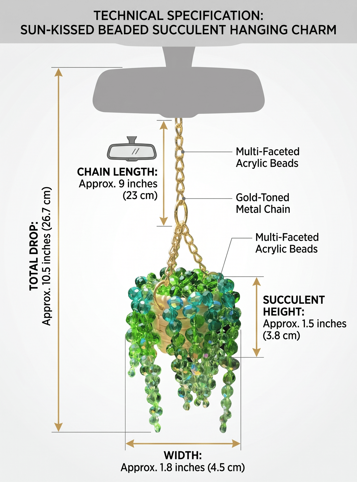 Sun-Kissed Beaded Succulent Car Charm