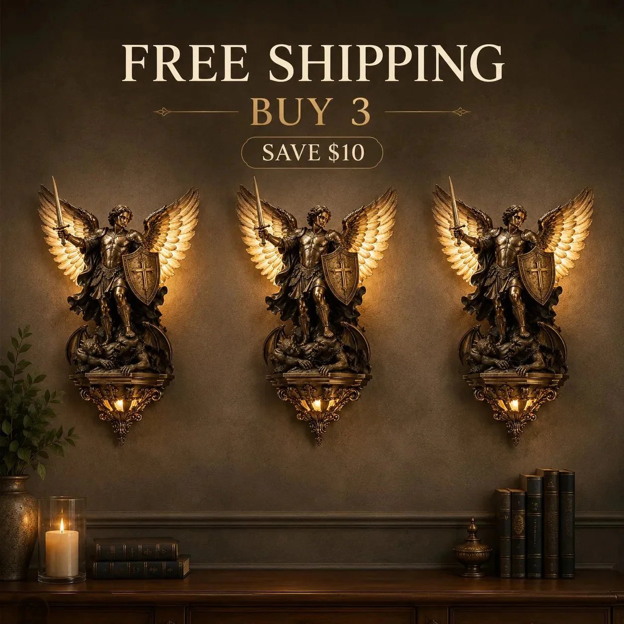 ⏰🕊️St. Michael Guardian Angel Wall Light