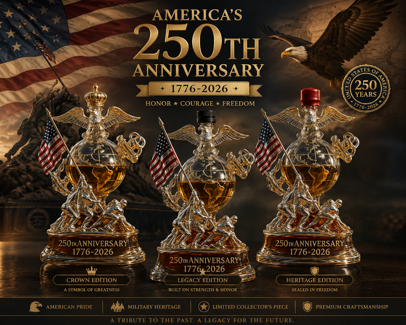 The Ultimate 250th Anniversary Commemorative Decanter -- Free Shipping Over $39🔥🔥