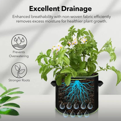 🌱 5-Pack 5 Gallon Grow Bags – Heavy Duty Aeration Fabric Pots with Handles for Vegetables, Flowers & Fruits 🪴