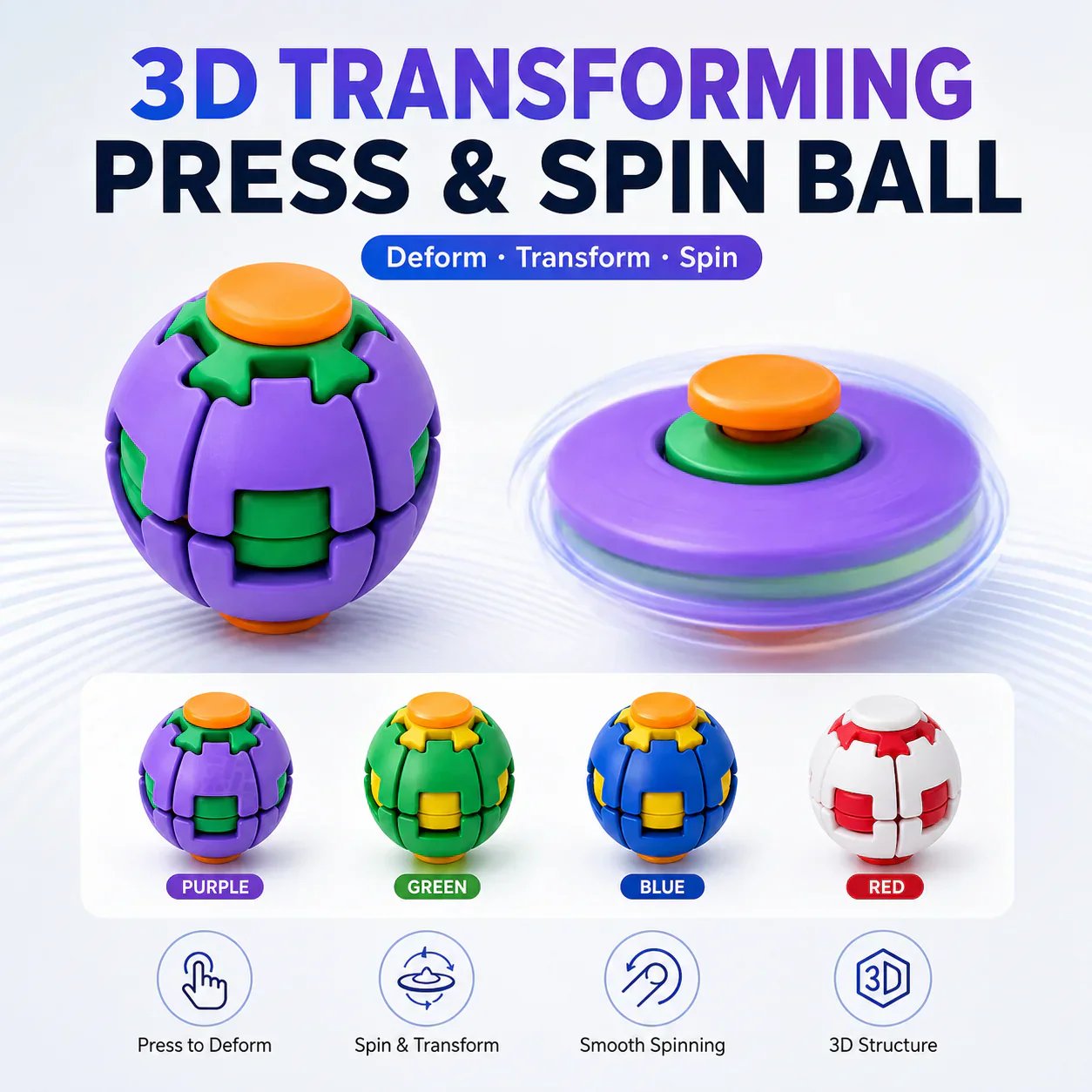 Press-to-Spin Stress Relief Fidget Ball