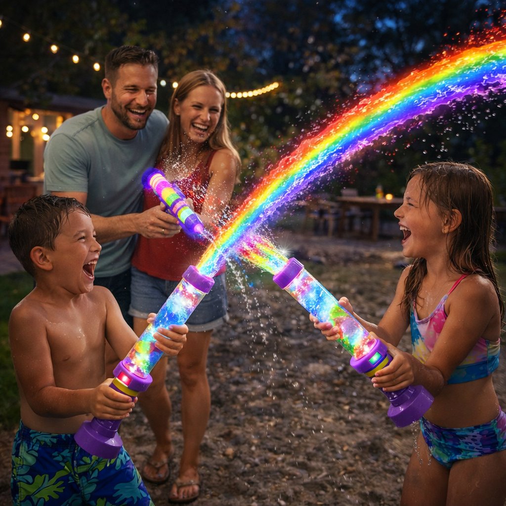 🎁Last Day 50% OFF 🌈 Glowing Rainbow LED Water Blaster | Summer Fun That Pops Like Magic! ✨