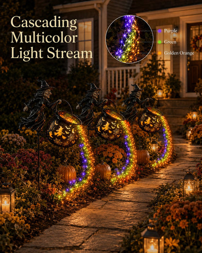 Halloween Witch Cauldron Projection Garden Light – Magical Outdoor Halloween Yard Decoration