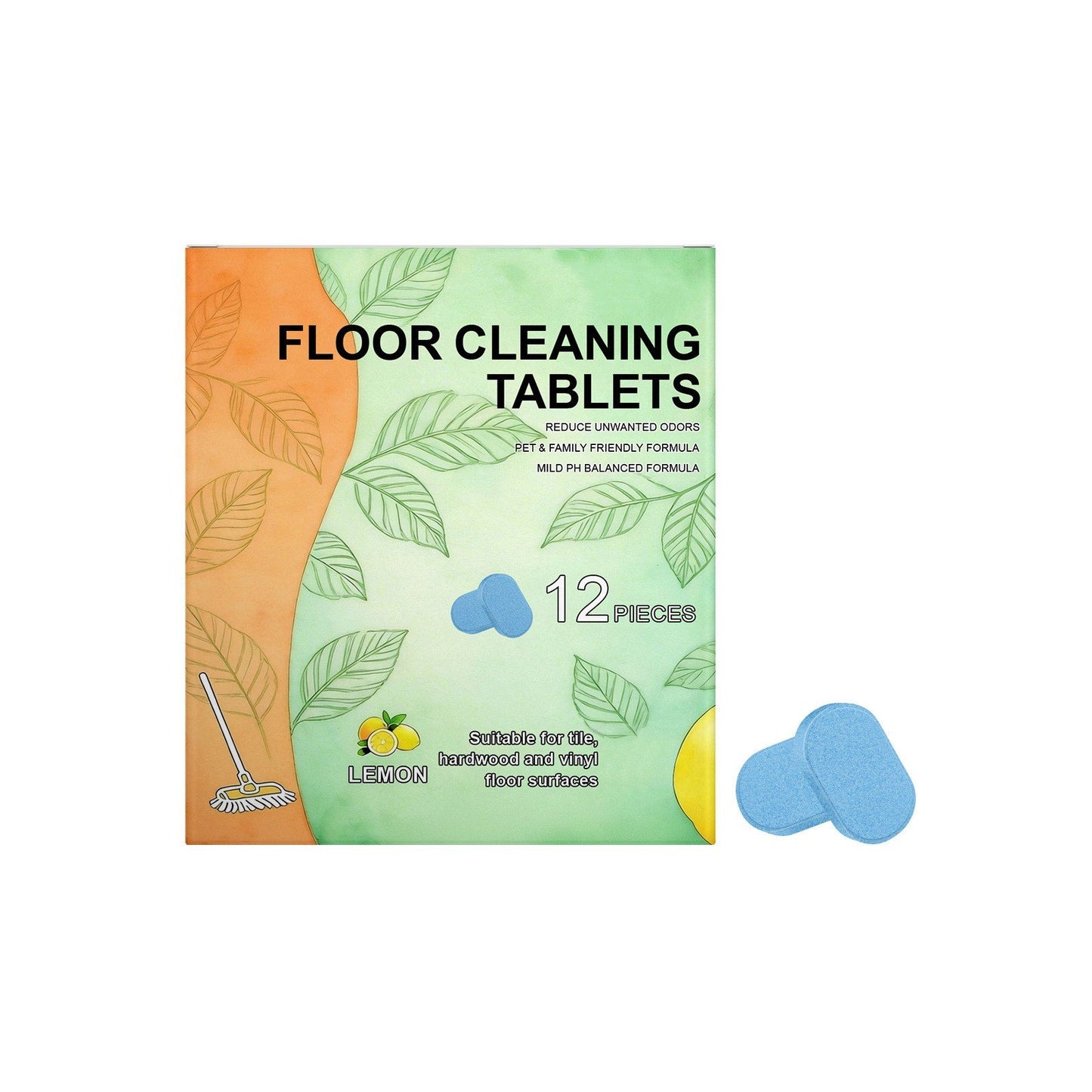 🌿🍋12pcs Floor Cleaning Solution Tablet Deep Cleans for Multiple Hard Floors