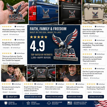 🇺🇸250th Anniversary 50% OFF - ★USA Faith, Family & Freedom★ Metal Emblem