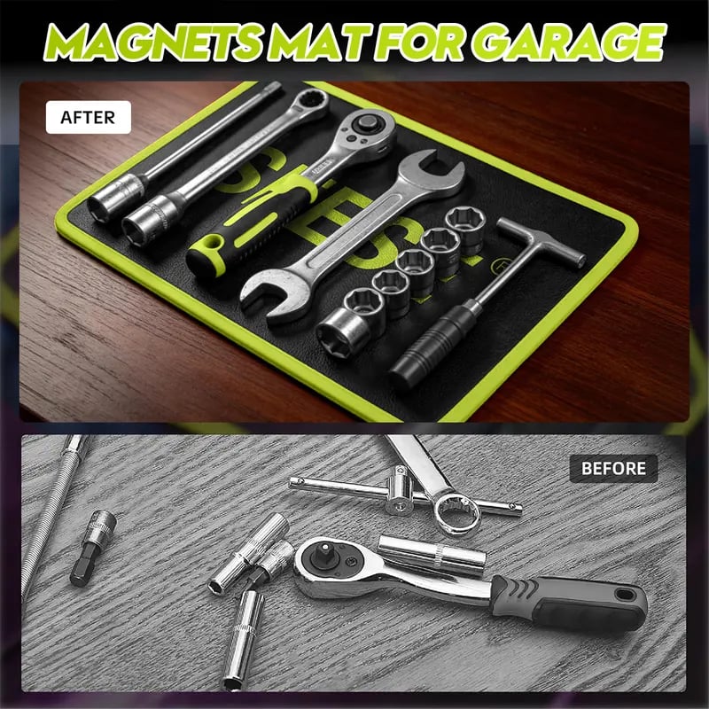 🔧 3PC Flexible Magnetic Tool Tray Set – Non-Slip, Powerful Grip for Auto Repair & Workshop 🔩