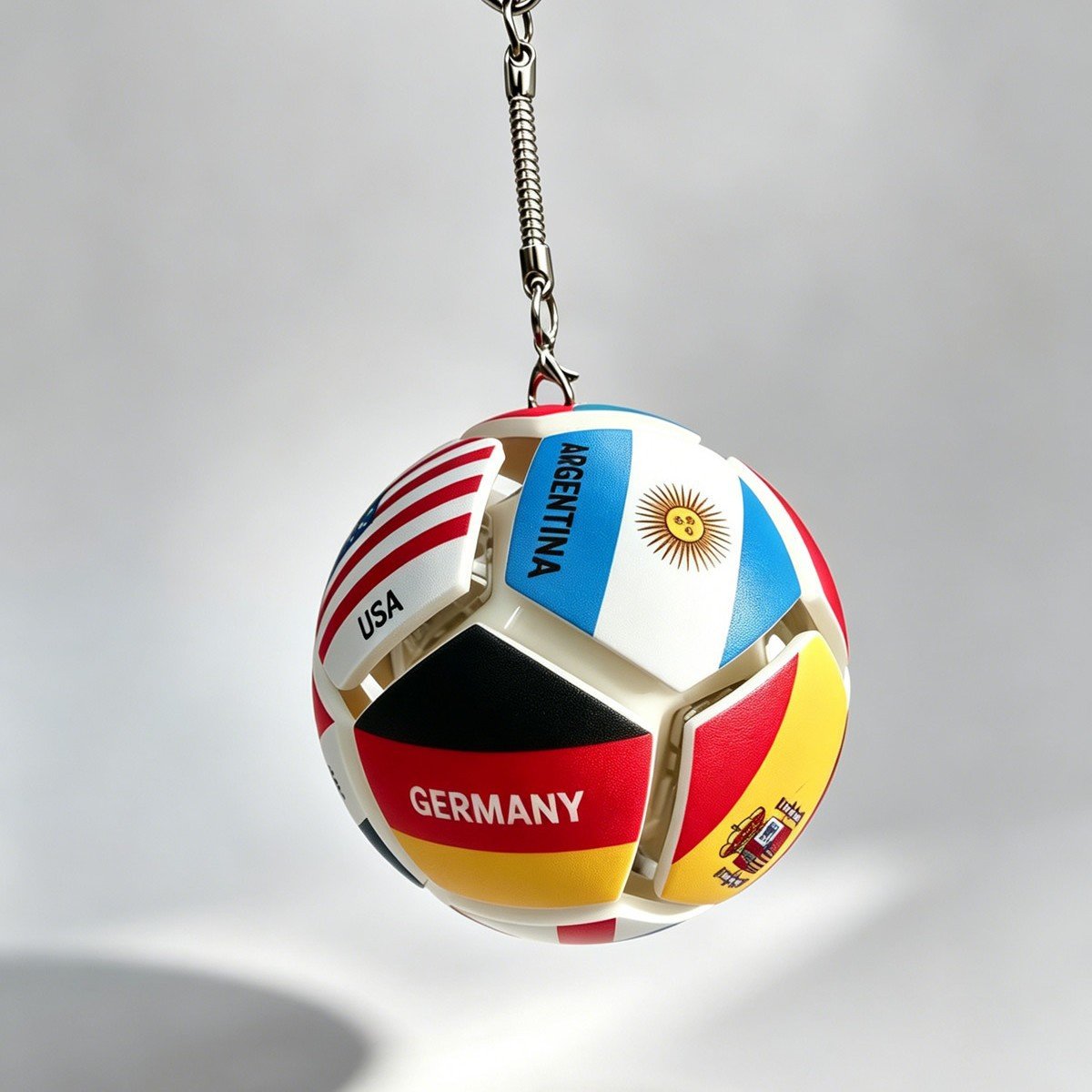 🏆⚽ Officially Licensed World Flag Soccer Fidget Keychain | Pocket Stress Relief Toy