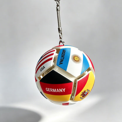 🏆⚽ Officially Licensed World Flag Soccer Fidget Keychain | Pocket Stress Relief Toy