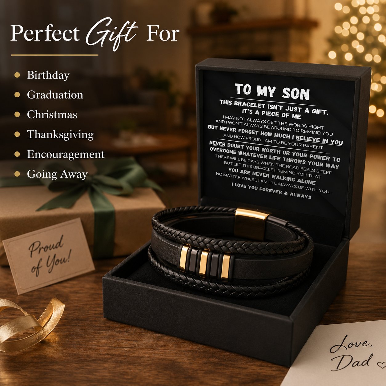 🔥LAST DAY 57% OFF - 🖤To My Son — Never Walk Alone Braided Bracelet Set