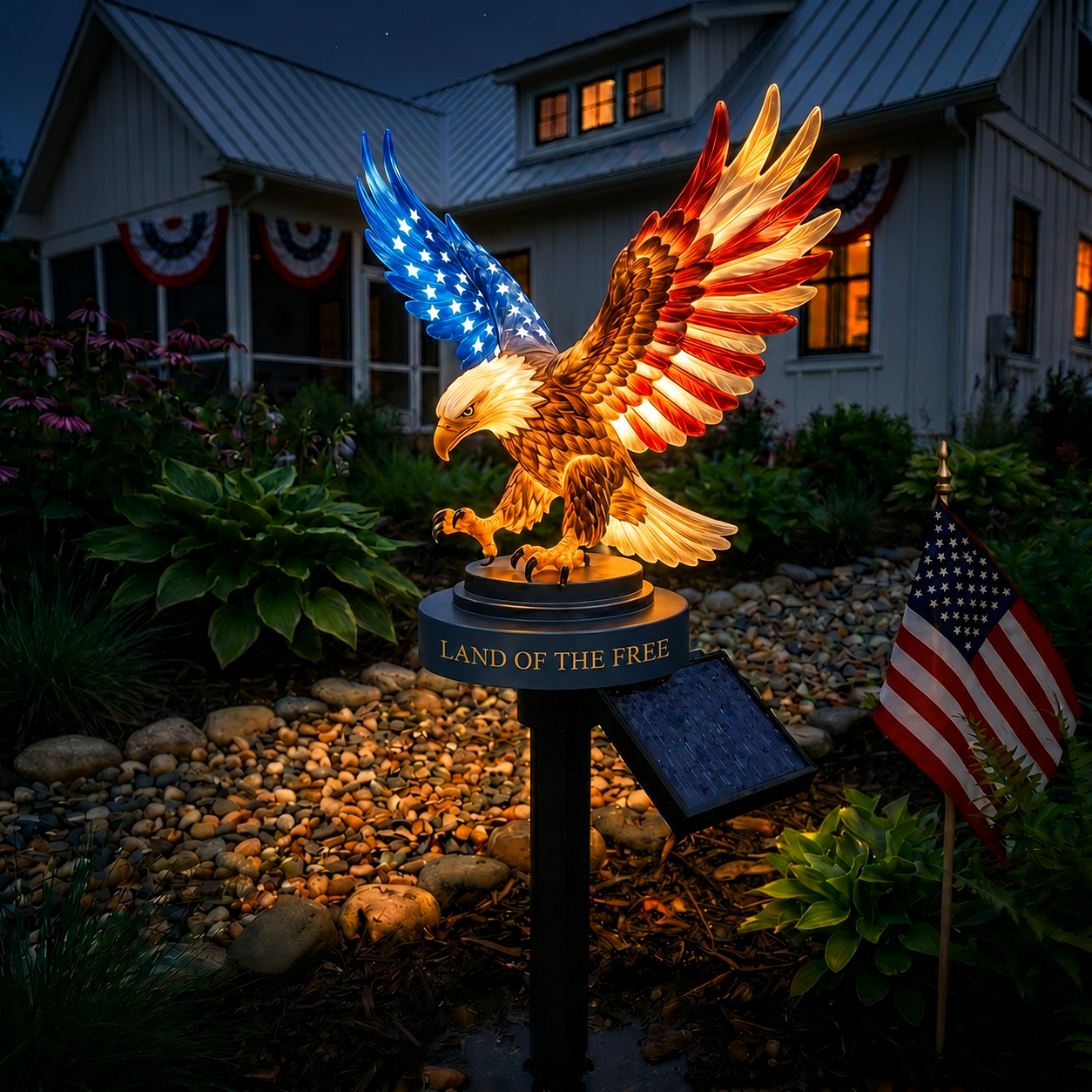 Solar Eagle Garden Light – A Glowing Tribute to American Freedom