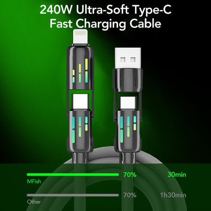 🔥Hot Sale🔥Mfish 240W 4-in-1 USB C Cable (+Free Storage Bag)