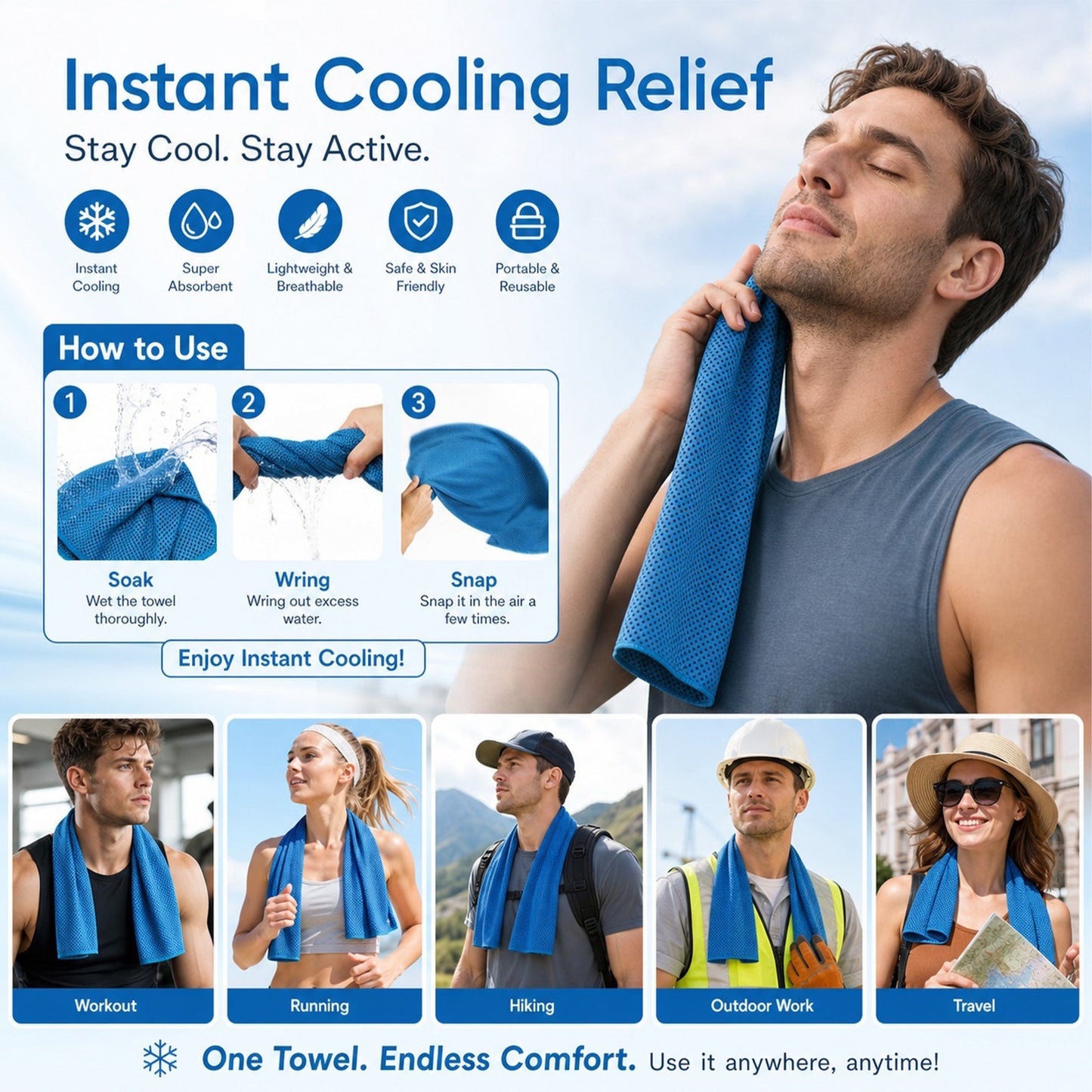 💦BUY 1 GET 1 FREE!!⚡❄️Zero Degrees Cooling Towel