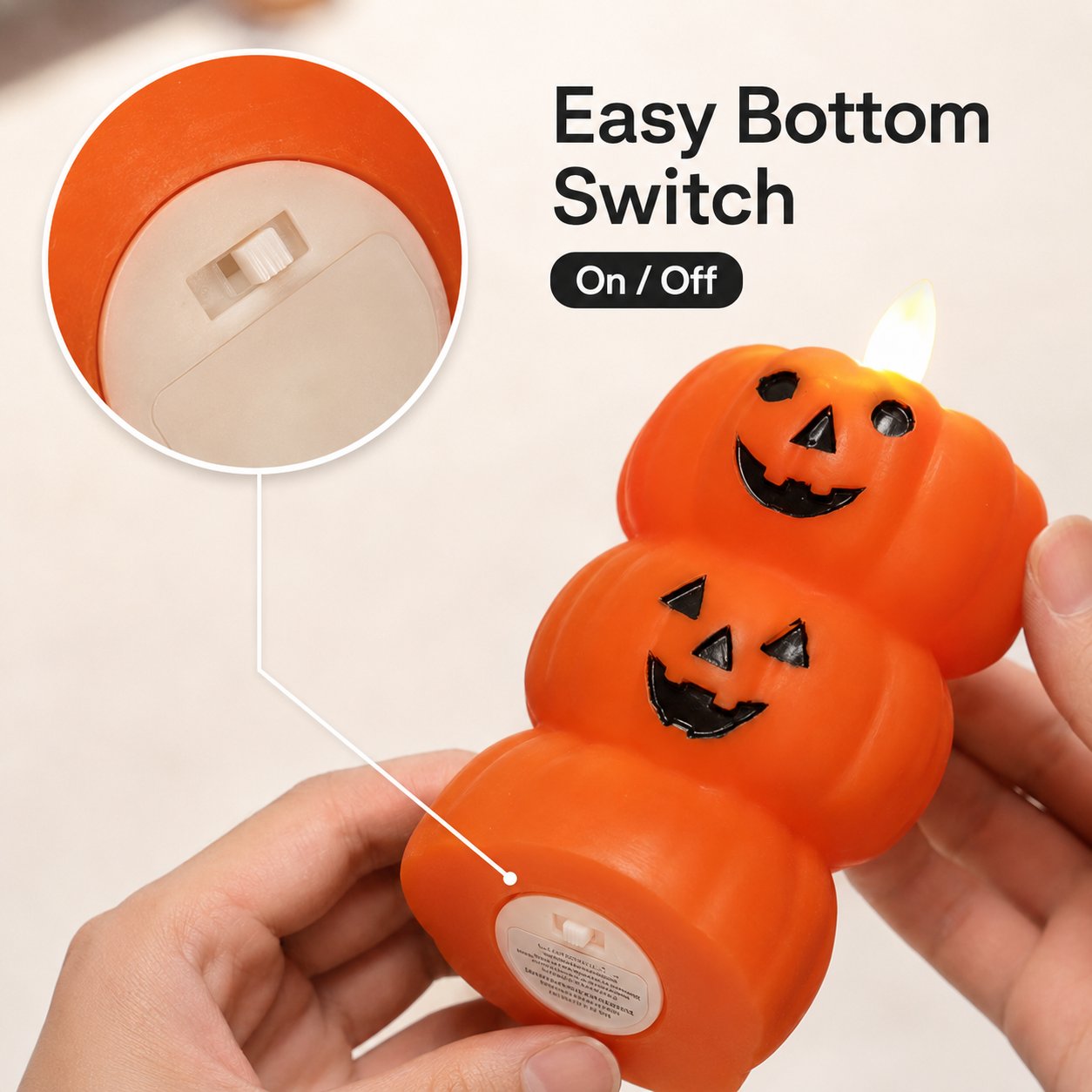 🍂🎃Flameless LED Pumpkin Stack Candle - Flickering Halloween Decor