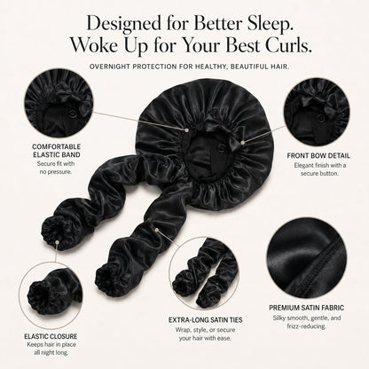 Satin/Silk Bonnet for Long Curly Hair