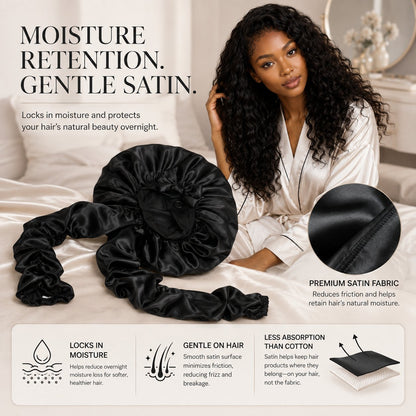 Satin/Silk Bonnet for Long Curly Hair