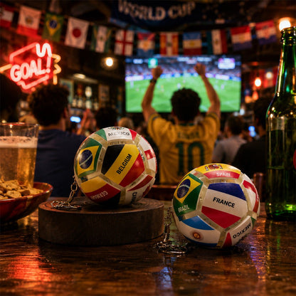 🏆⚽ Officially Licensed World Flag Soccer Fidget Keychain | Pocket Stress Relief Toy