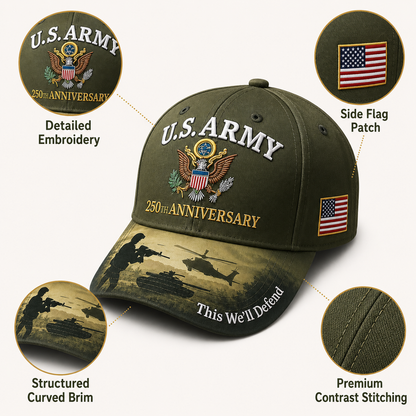 🔥 Father’s Day Sale - ❤️ U.S. Army 250th Anniversary Commemorative Embroidered Cap 🇺🇸