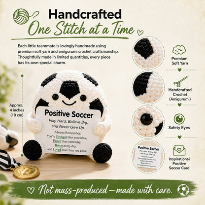 🔥Last Day: BUY 3 GET 1 FREE - ⚽ Positive Soccer Buddy|Handmade Crochet Encouragement Gift 💚
