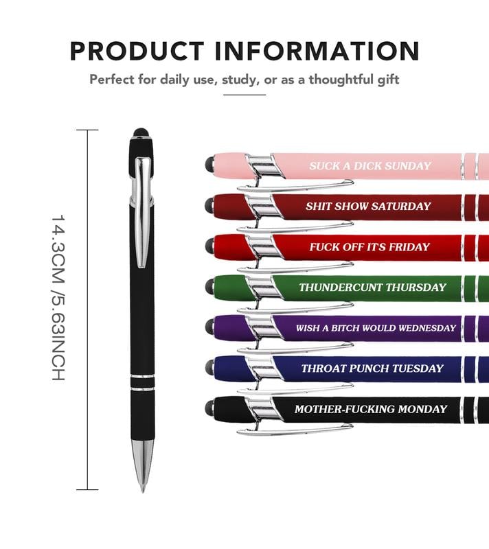 🔥Last Day Promotion 50% OFF💝Funny Stress-Relief Daily Quotes Metal Ballpoint Pen Set (7 Pcs) | 🎁Office Christmas Gift Exchange