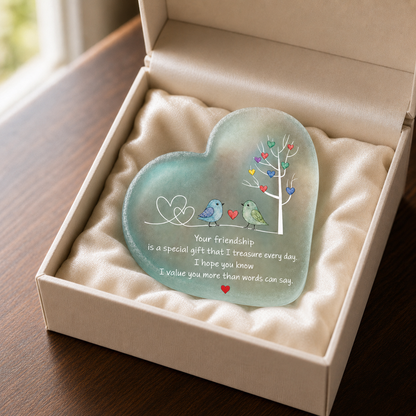 Heartfelt Friendship Seaglass Keepsake Plaque