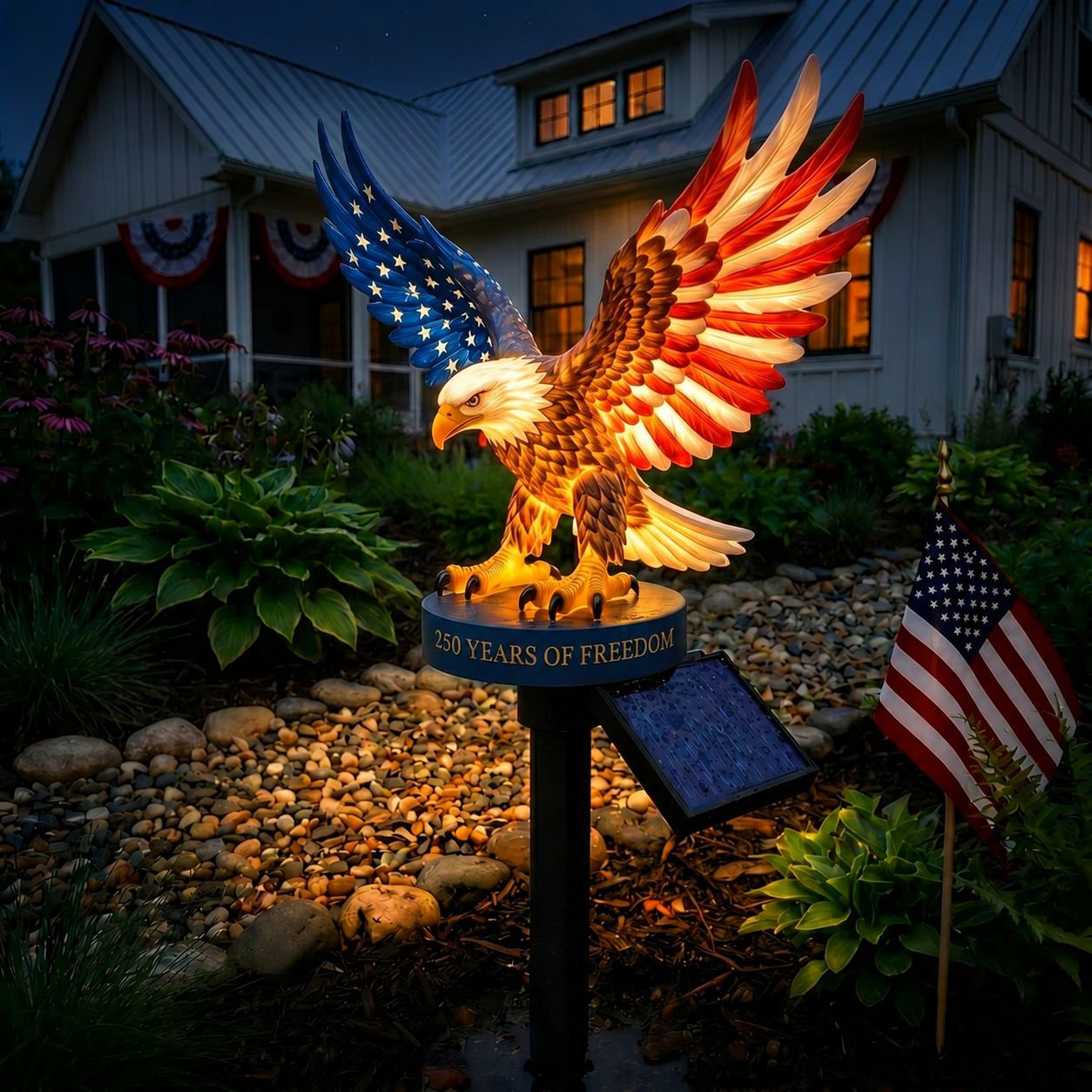 Solar Eagle Garden Light – A Glowing Tribute to American Freedom