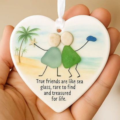 ❤️Heart-Shaped Sea Glass Friendship Decor🌊✨ Shaped by Nature & Crafted by Hand💝