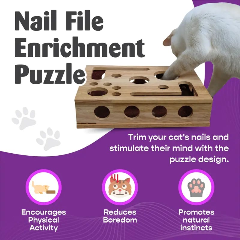 49%OFF 🎁🎄Cat Scratch Puzzle Enrichment Box: Nail File Stress Free Alternative to Clippers and Grinders