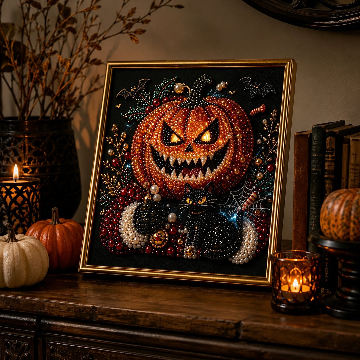 🔥 LAST DAY 49% OFF – 🖤 Premium 3D Pearl Dark Gothic Diamond Painting Art Kit | Luxury Flocked Canvas with Scratch-Resistant Non-Fading Pearl Beads DIY Dark Academia Decor 💀🕯️✨