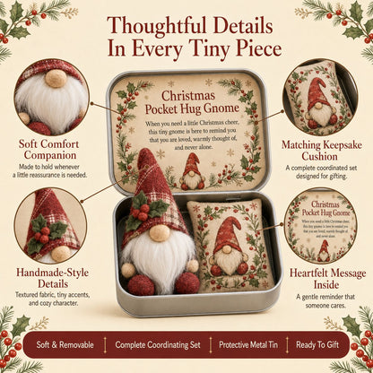 💌 Pocket Hug Gnome Comfort Gift Tin | Mini Plush Keepsake with Heartfelt Message, Matching Cushion & Protective Metal Case 🧸✨