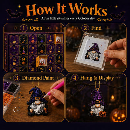 🎉✨ 31 Days of Gnome Surprises Halloween Diamond Painting Advent Calendar