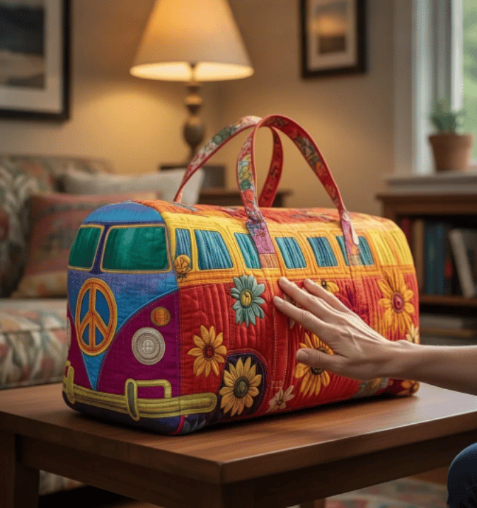 Hippie Van Quilted Duffle Bag