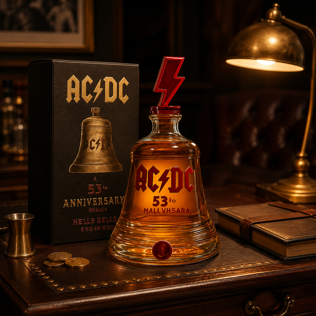 🔔AC/DC 53rd Anniversary Hell’s Bells Decanter Bottle | Rock‑n‑Roll Bar Collectible