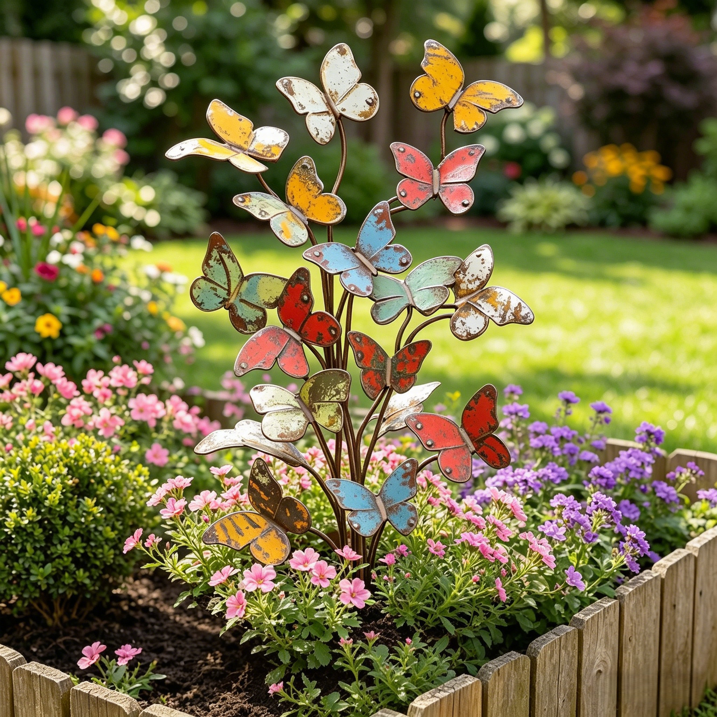 🦋Multicolored Metal Butterfly Garden Stake
