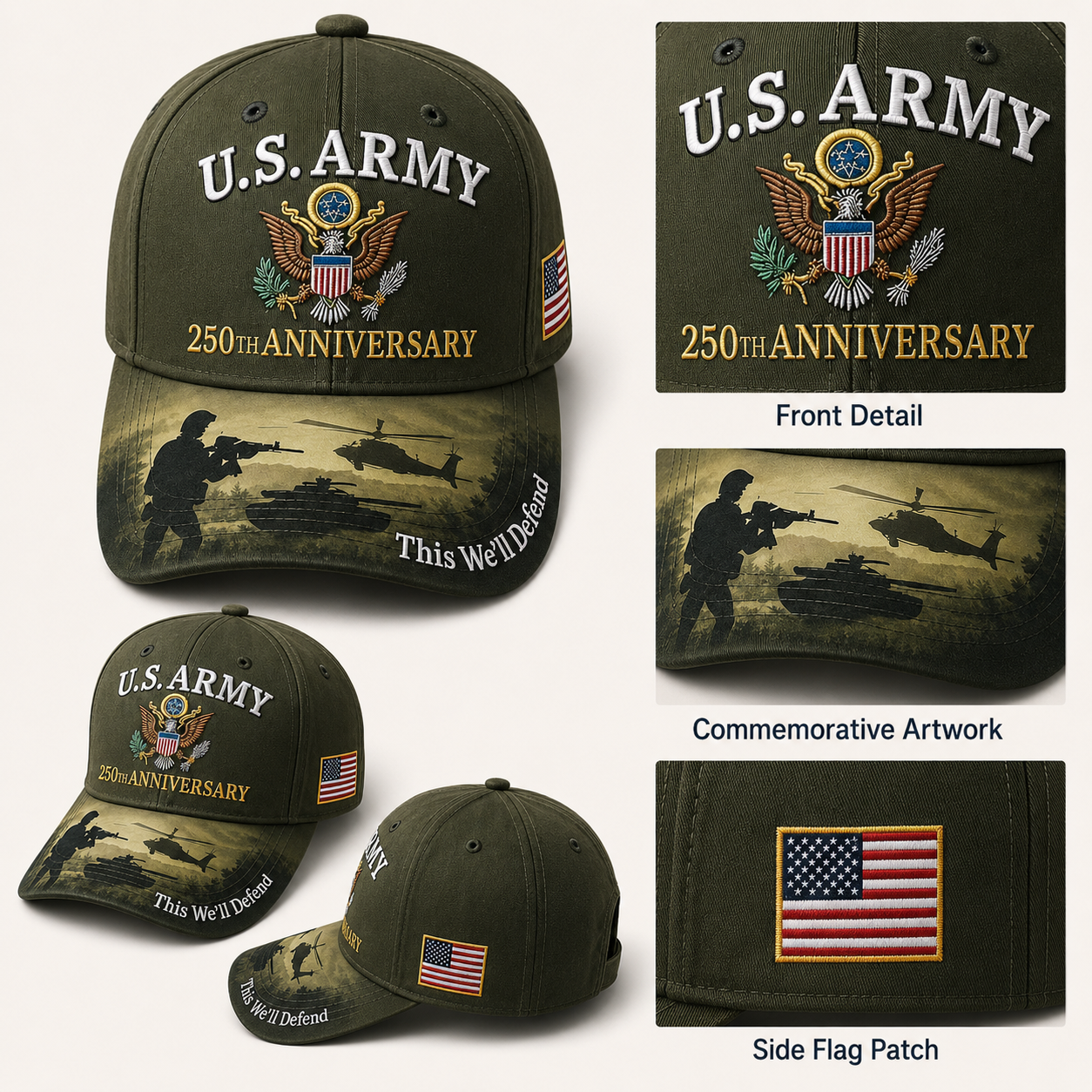 🔥 Father’s Day Sale - ❤️ U.S. Army 250th Anniversary Commemorative Embroidered Cap 🇺🇸