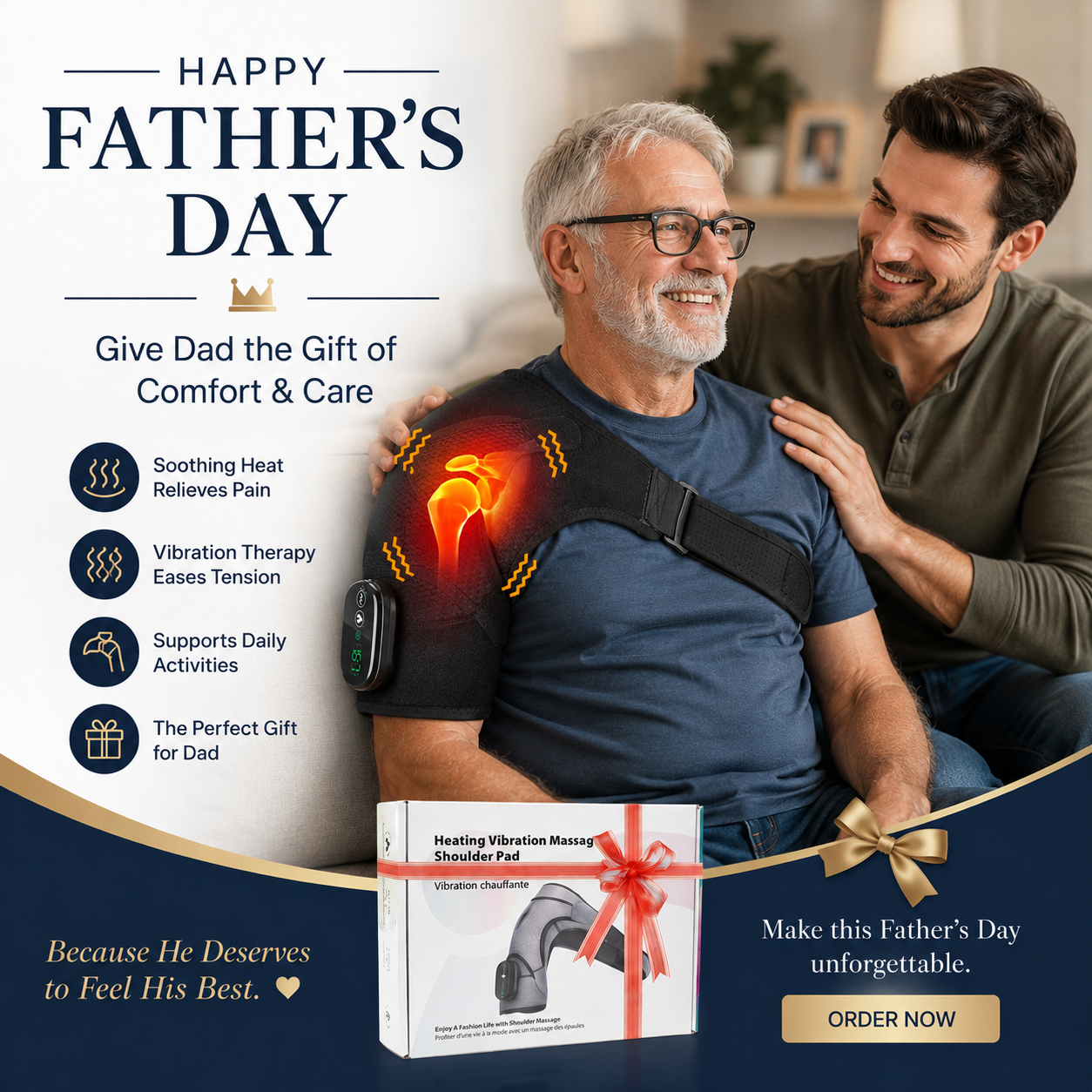💙 Father’s Day Gift — 💥 Goodbye Shoulder Tension Heated Vibration Shoulder Brace for Daily Comfort 🎁✨