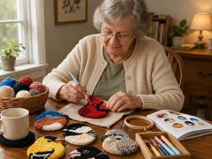 🧵Beginner-Friendly🐦DIY Bird Coasters Punch Needle Kit☕(Quick-Dry, Moisture-Proof & Easy-Clean)