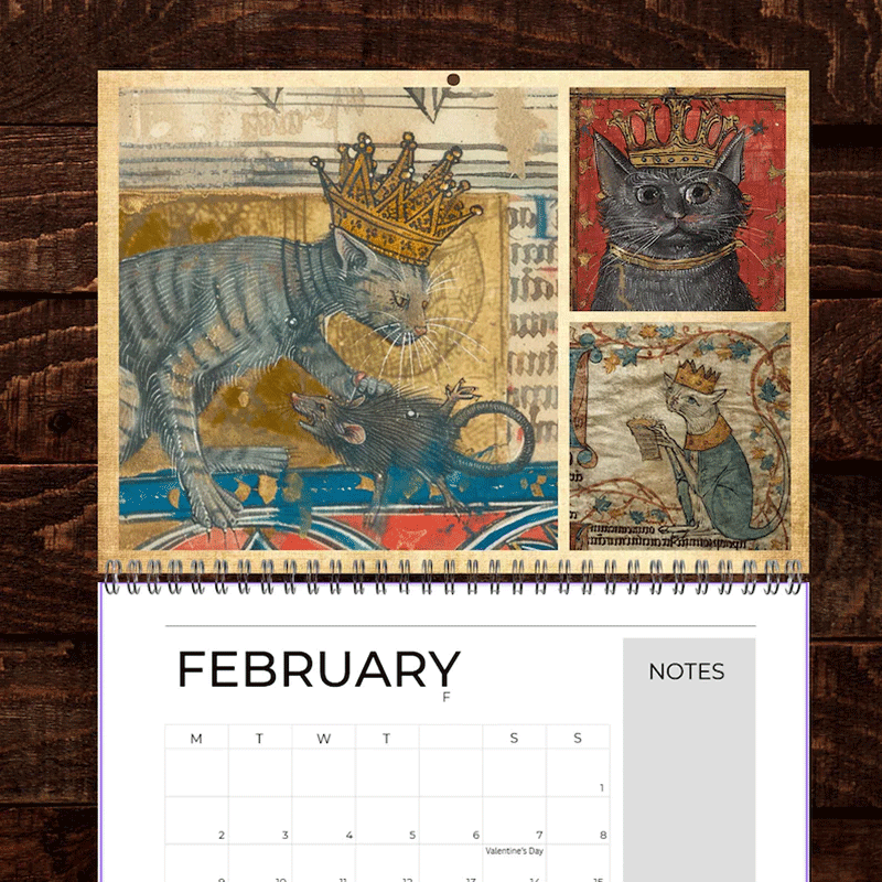 Medieval Cats with Crowns Calendar 2026
