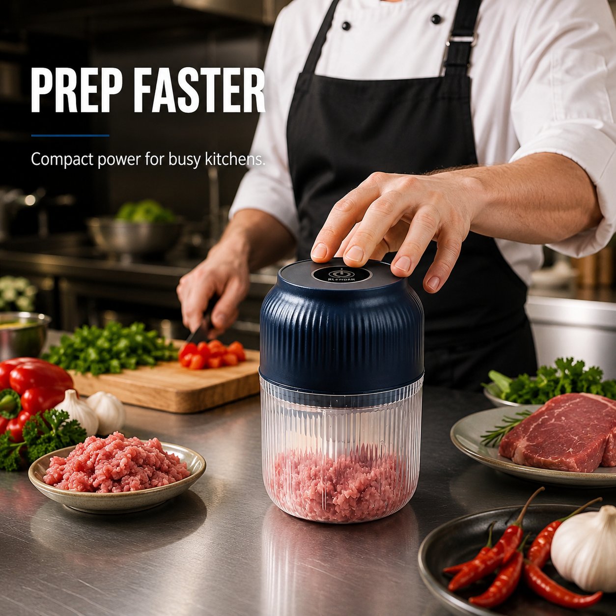 📢📢49% OFF !!!🥗⚡️Mini Electric Food Chopper -Fast 4-Blade Kitchen Grinder