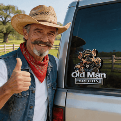 🚗 Funny Old Man Edition Vehicle Badge — 3D Chrome Metal Emblem, Perfect Father's Day & Birthday Gift for Dad, Grandpa, Husband, Truck & SUV Owners