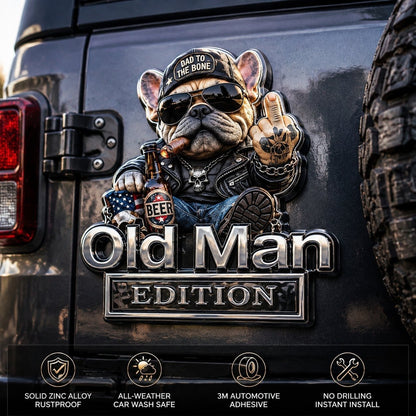 🚗 Funny Old Man Edition Vehicle Badge — 3D Chrome Metal Emblem, Perfect Father's Day & Birthday Gift for Dad, Grandpa, Husband, Truck & SUV Owners