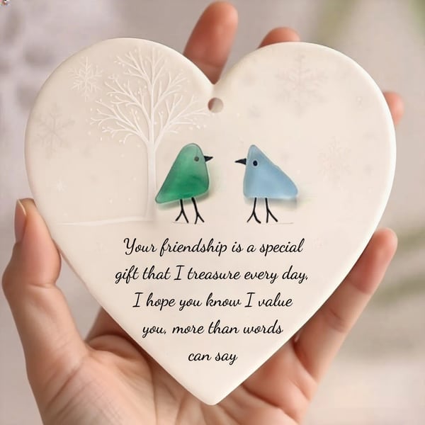 ❤️Heart-Shaped Sea Glass Friendship Decor🌊✨ Shaped by Nature & Crafted by Hand💝