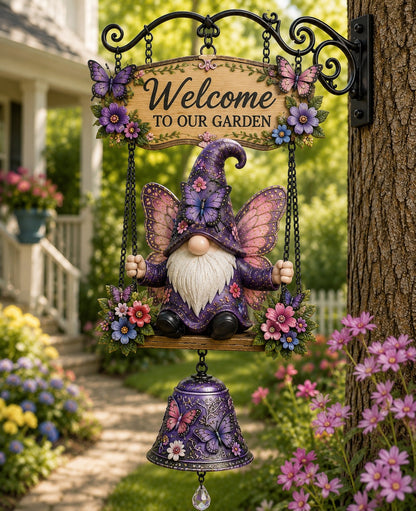 Patriotic Gnome Welcome Bell｜Americana Porch & Garden Hanging Decor