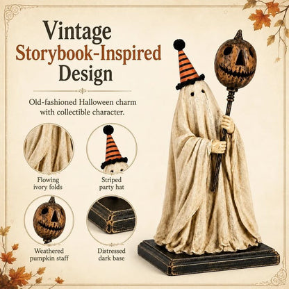 🏆Limited Time Sale 49% OFF Lighted Vintage Ghost Figurine with Glowing Pumpkin Staff 👻💡